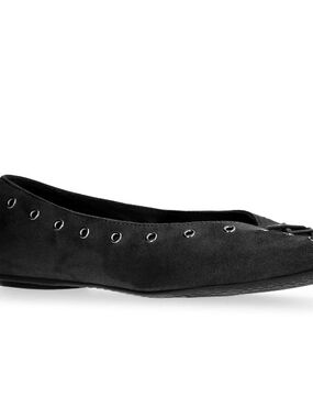 Time and Tru Women's Faux Suede Corset Ballet Flats NWT Black